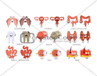 Healthy vs Unhealthy Human Organs Infographic Illustration