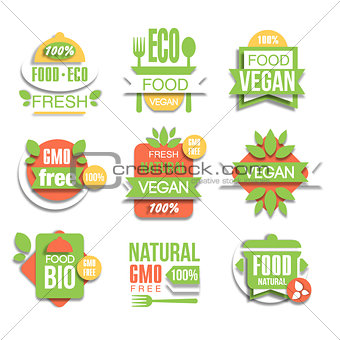 Healthy Vegan Organic Food Promo Sign Set