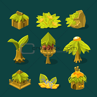 Video Game Tropical Jungle Design Collection Of Element