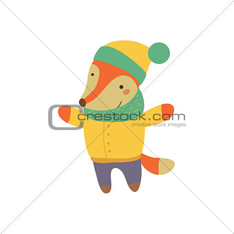 Fox Boy In Yellow Warm Coat Childish Illustration