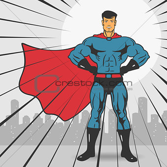 Super Action Hero Stand Vector Illustration