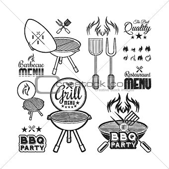 Barbecue grill drawn