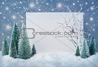 Blank sign with christmas decorations