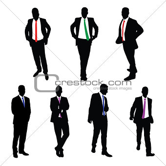 A collection of 7 Businessmen Vector Silhouettes