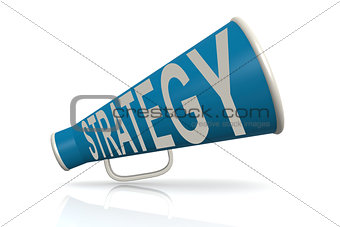 Blue megaphone with strategy word