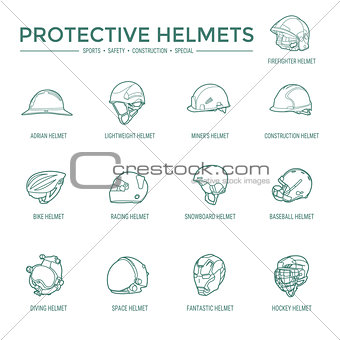 Protective Helmets Icons