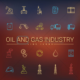 Oil And Gas Industry Line Icons