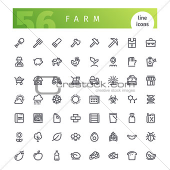 Farm Line Icons Set