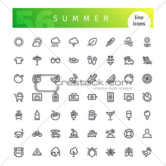 Summer Line Icons Set