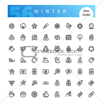 Winter Line Icons Set