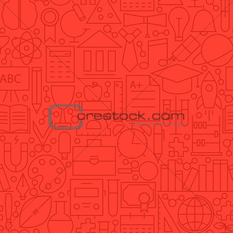 Line Education Red Seamless Pattern