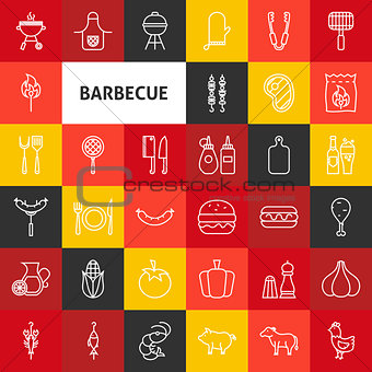 Vector Line Barbecue Icons