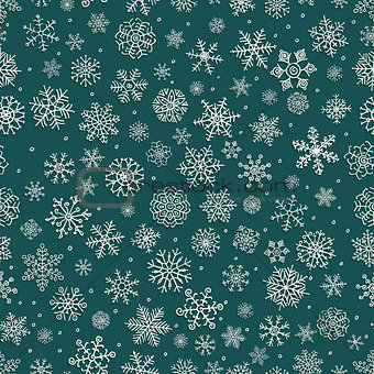 Vector White Winter Snow Flakes Seamless Background Pattern