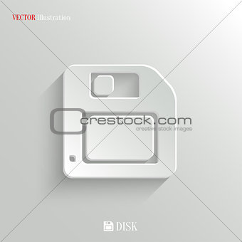 Floppy diskette icon - vector white app button