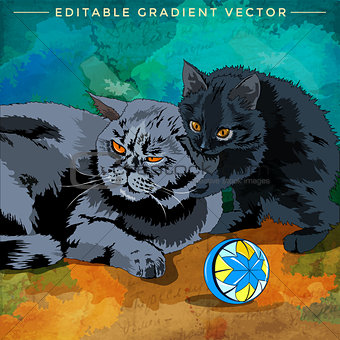 Cat and kitten Illustration