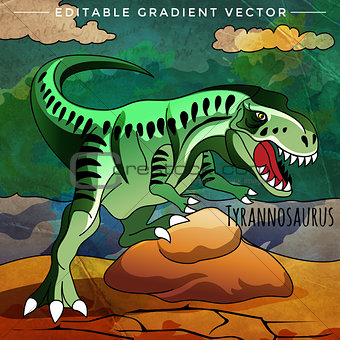 Dinosaur in the habitat. Vector Illustration Of Tyrannosaur