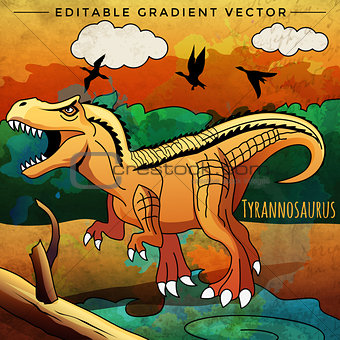 Dinosaur in the habitat. Vector Illustration Of Tyrannosaur