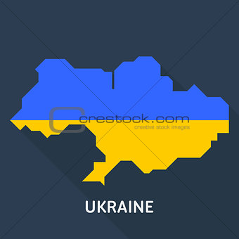 Map and flag of Ukraine country isolated on blue background