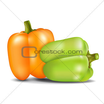 Orange and green sweet pepper.
