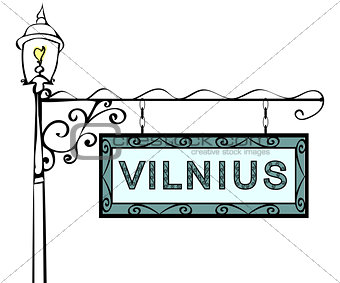 Vilnius retro vintage lamppost pointer.