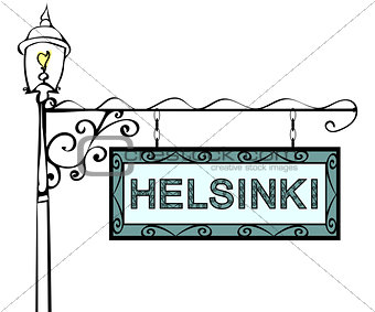 Helsinki retro pointer lamppost. Helsinki Capital of Finland tou