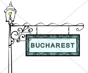Bucharest retro pointer lamppost.