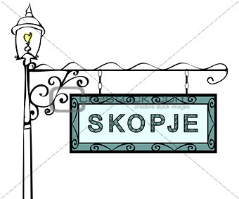 Skopje retro pointer lamppost.