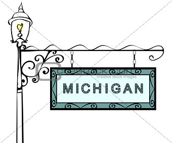 Michigan retro pointer lamppost.