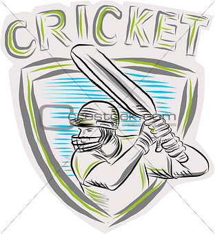 Cricket Player Batsman Batting Shield Etching