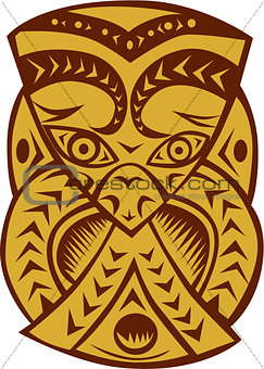 Maori Mask Woodcut