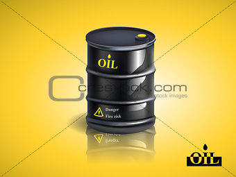 Vector realistic black metal oil barrel