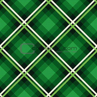 Diagonal seamless fabric pattern mainly in emerald hues 