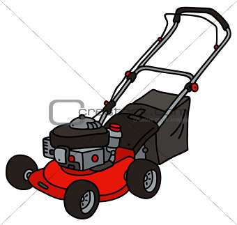 Red garden lawn mower