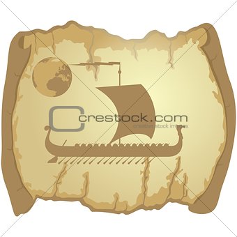 Sailing ship on the parchment