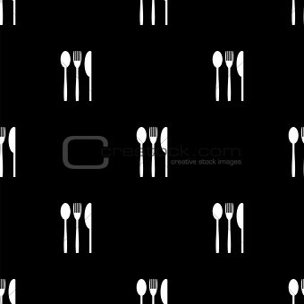 Knife Fork Spoon Silhouettes Seamless Pattern