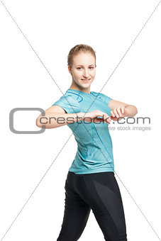Beautiful sporty woman doing exercise