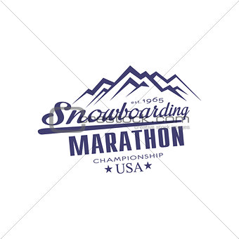 Snowboarding Marathon Championship Emblem Design