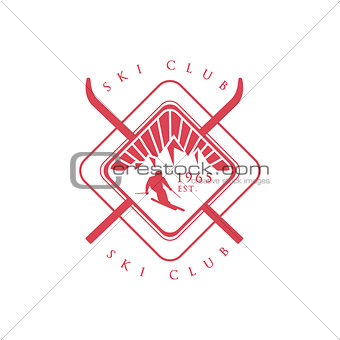 Ski Club Red Emblem Design