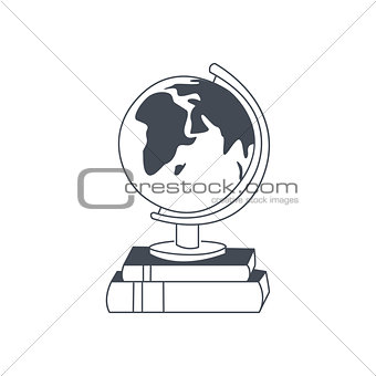 Globe Standing On The Pile Of Books