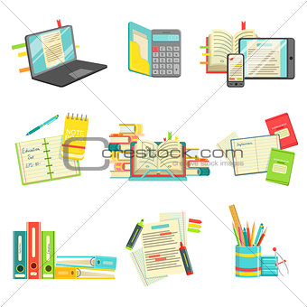 Education And Studies Related Illustrations Set