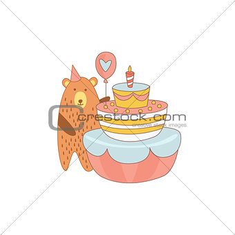 Bear And A Giant Birthday Cake