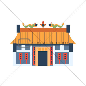 Classic Chinese House With Dragons On The Roof Simplified Icon