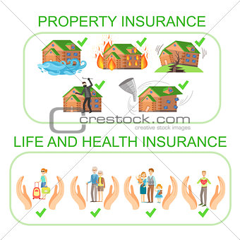 Property, Life And Health Insurance Infographic Poster
