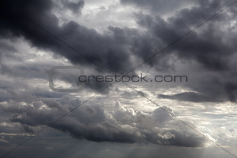 Dark sky with storm clouds