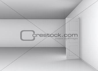 Door, opened from an empty room