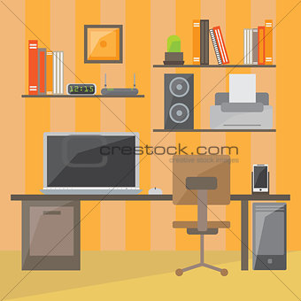 Modern office interior in flat design