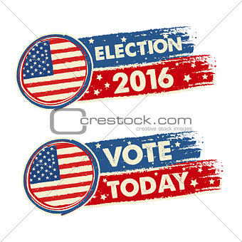 USA election 2016 and vote today with american flag banners