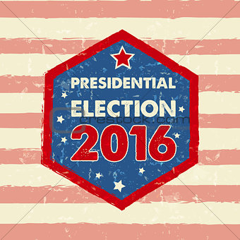 USA presidential election 2016 in hexagon frame banner