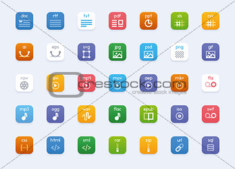 Vector file types icon set