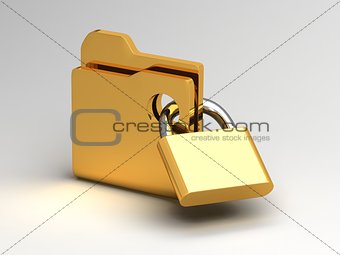 Computer icon for secure folder 3D illustration